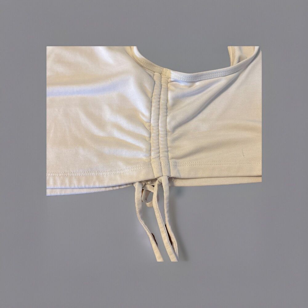 Forever 21 Women’s White Cropped Top M Medium Sleeveless Tank Cinch Sides - Picture 4 of 7